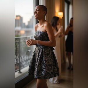 Forever 21 Strapless Metallic 80’s Style Party Dress